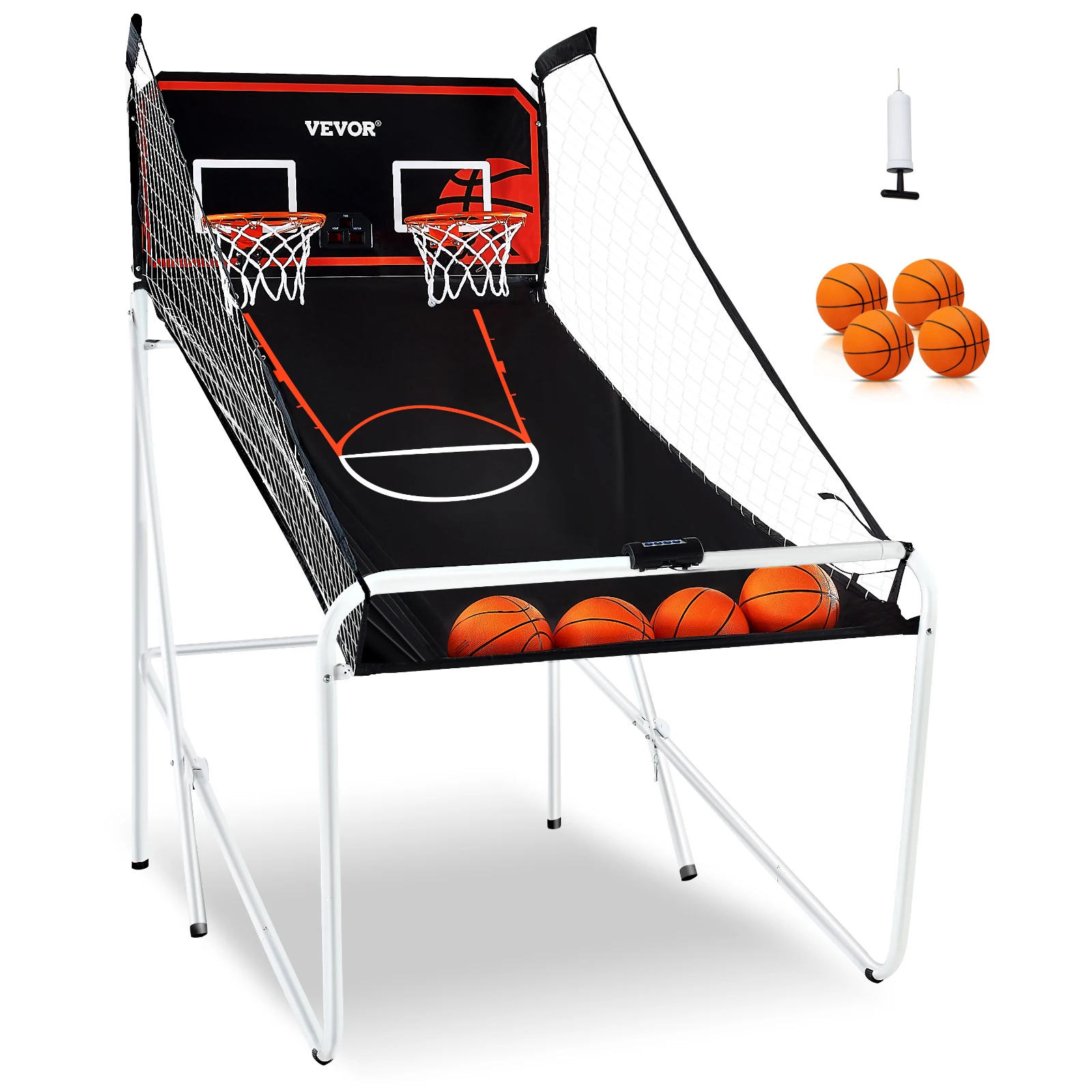 SucceBuy Jeu d'arcade de basket-ball pliable pour 2 joueurs Jeu de basket-ball en salle Dual Shot Sport avec 4 balles 8 modes de jeu pour enfant adulte