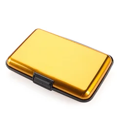 RFID Blocking Anti - Theft Metal Wallet with Coin Purse and Credit Card Holder (Gold)
