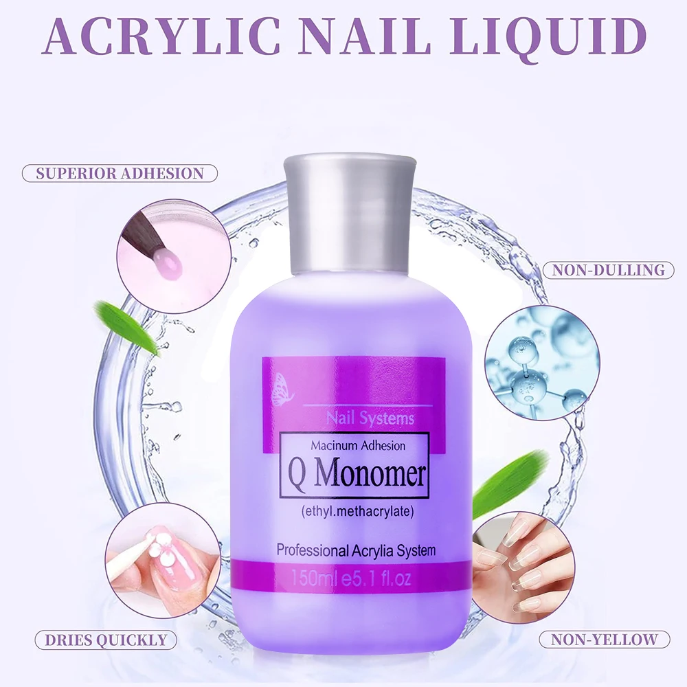Professional Acrylic Monomer Liquid 150ml Nail Art Extension for Manicure Beginner DIY Salon