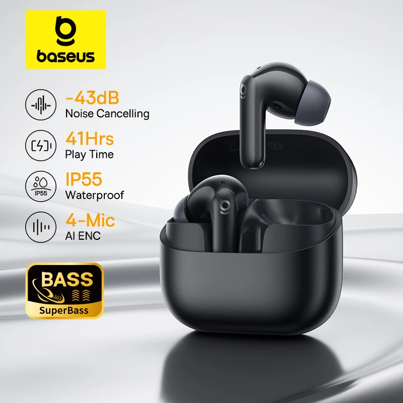 Baseus Bass EP10 NC -43dB Noise Cancelling ANC True Wireless Earbuds Bluetooth 6.0 In-Ear Wireless Earphones 4-Mics ENC Ear buds 1 Baseus Bass EP10 NC -43dB Noise Cancelling ANC True Wireless Earbuds Bluetooth 6.0 In-Ear Wireless Earphones 4-Mics ENC Ear buds 1