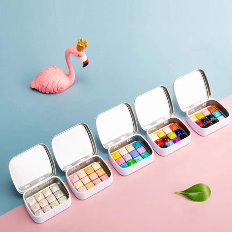 Portable Mini Set 12 Colors Paul Rubens Watercolor Pigment Suit Skin Color Candy Color Basic Color with 0.3ml Iron Case