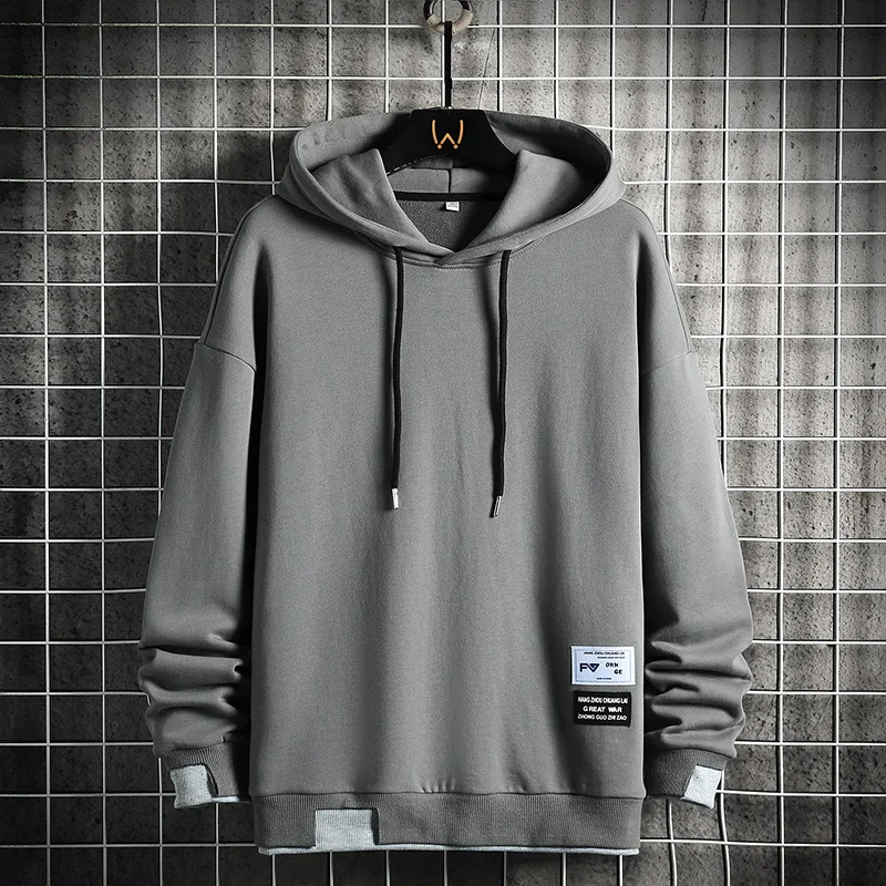 

2023 Mens Hoodies Solid Color Casual Long Sleeves Sweatshirts Fashion Streetwear Spring Korean Crew Neck Loose Hoodie Sweatshirt
