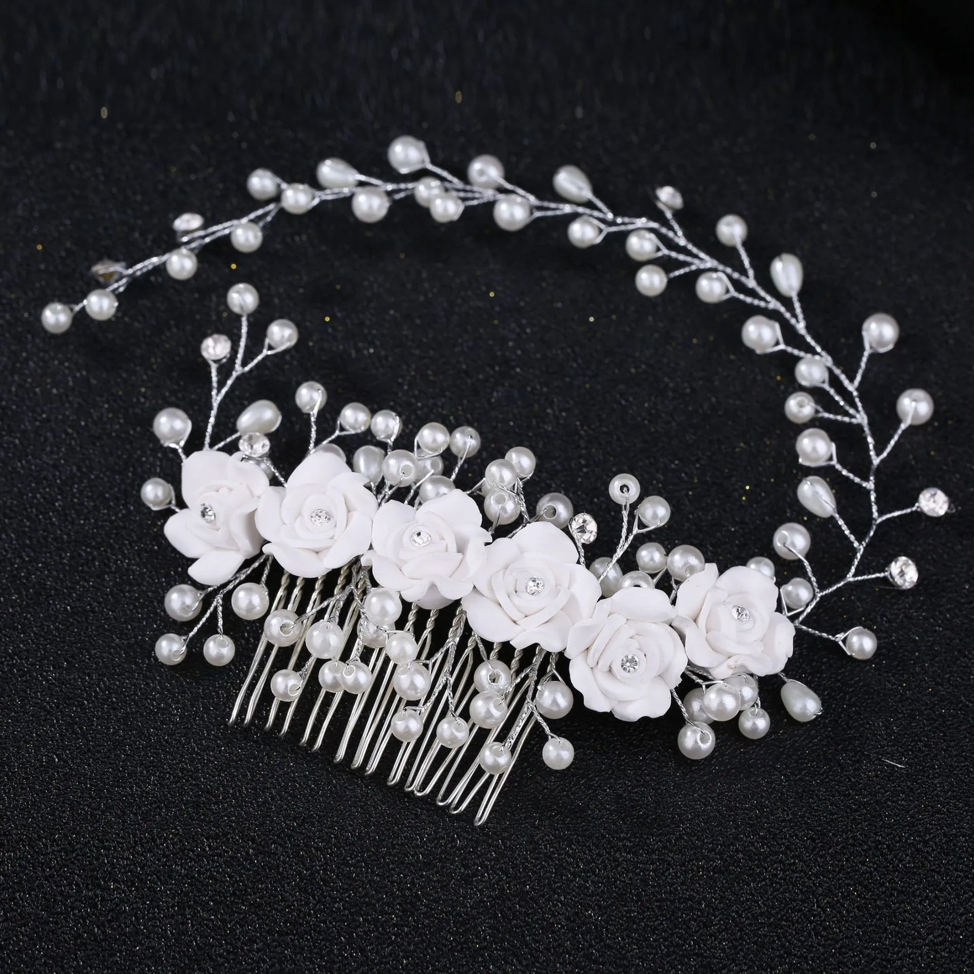 Wedding Hair Accessories Flower Hair Clips Hairpin Crystal Bride Headdress Women Faux Pearl Barrettes Combs Decor hair accessory pearl hairpins hair clip hair headdress bridal headwear hair comb