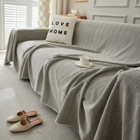 Simple Chenille Herringbone Print Sofa Towel Solid Color Multifunctional Decorative Home Sofa Towel Summer Universal Sofa Covers 2