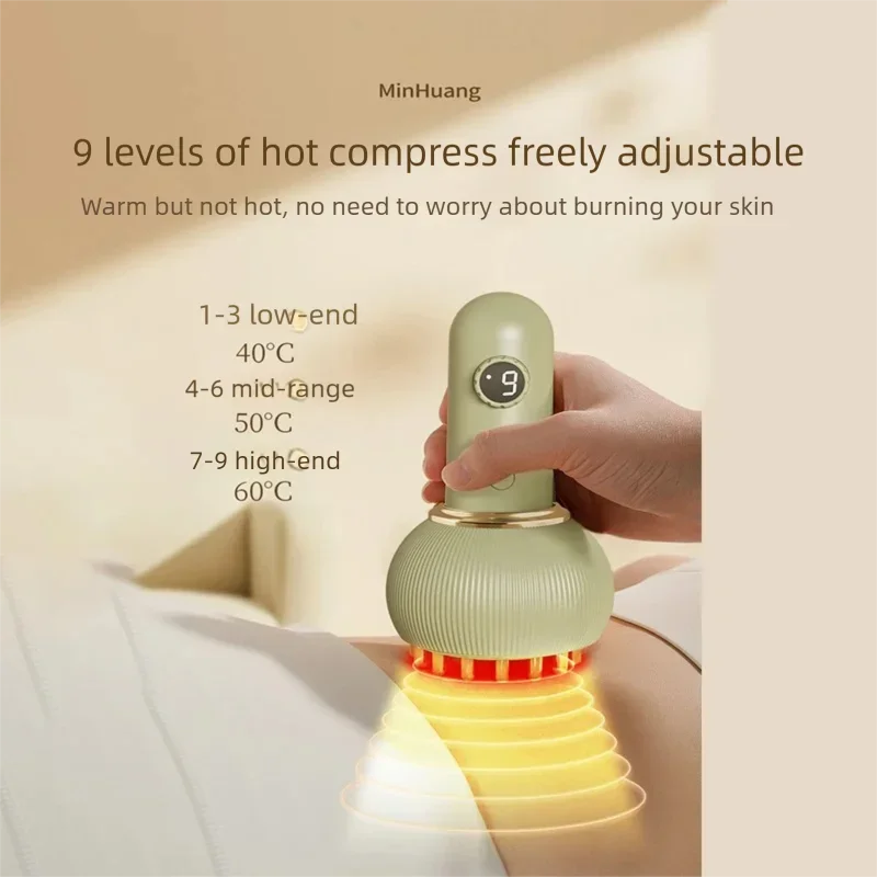 Electric Guasha Body Massager Shaping Heating Scraping Brush Drainage Machine Fat Burner Vibrating Red Light Meridians Massager