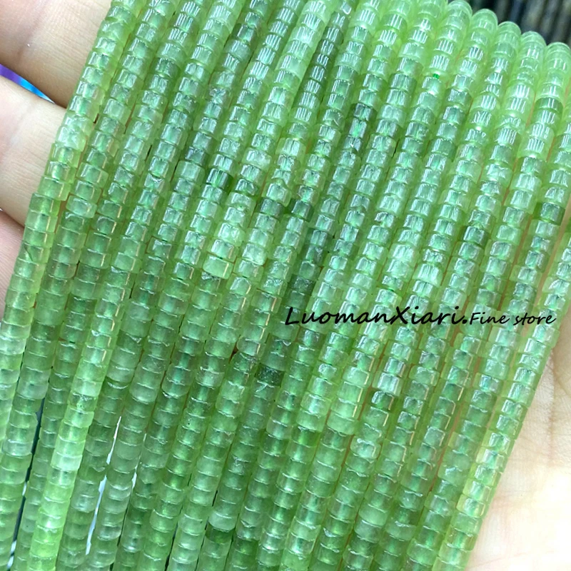 Rondelle 천연석 모조 녹색 인회석 칼세도니 플랫 스페이서 비즈, 쥬얼리 제작 DIY 팔찌 액세서리, 2x4mm