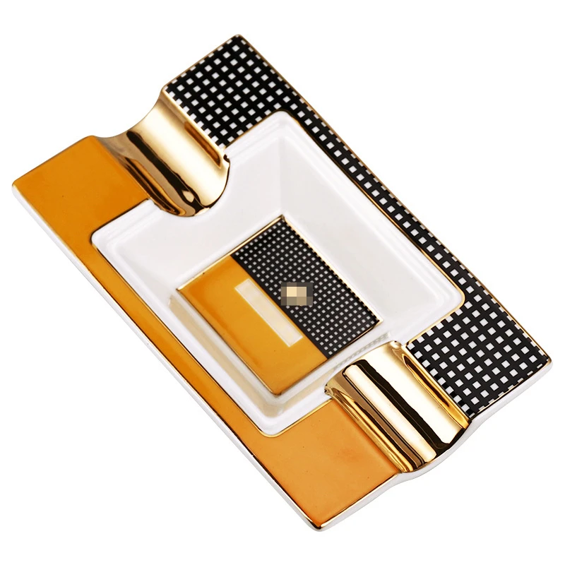 Ceramic Ashtray Cigarettes Ashtray Cigar Ashtray Double Slot Rectangular Ceramic Cigar Tools Accessories Ash Tray
