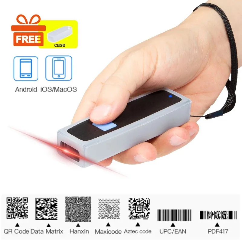 Bluetooth Wireless 2D portable Barcode Scanner Pocket QR Bar code Reader PDF417 for Tobacco Garment mobile payment Industry