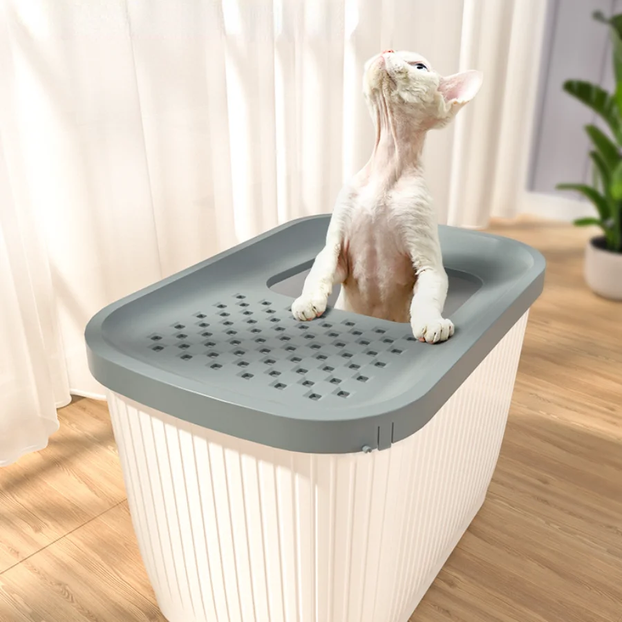 

No Smell Cats Litter Box Jump Mesh Top Entry One Hitter No Splash Pee Shield Litter Box Large Areneros Para Gato Pet Products