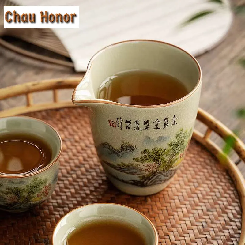 190ml Boutique Underglaze Hand-painted Landscape Fair Cup Handmade Household Chinese Kung Fu Tea Set Tea Dispenser Accessories