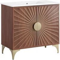 Daylight Bathroom Vanity Cabinet with Ceramic Sink Basin, 36 Inch, White Walnut 2