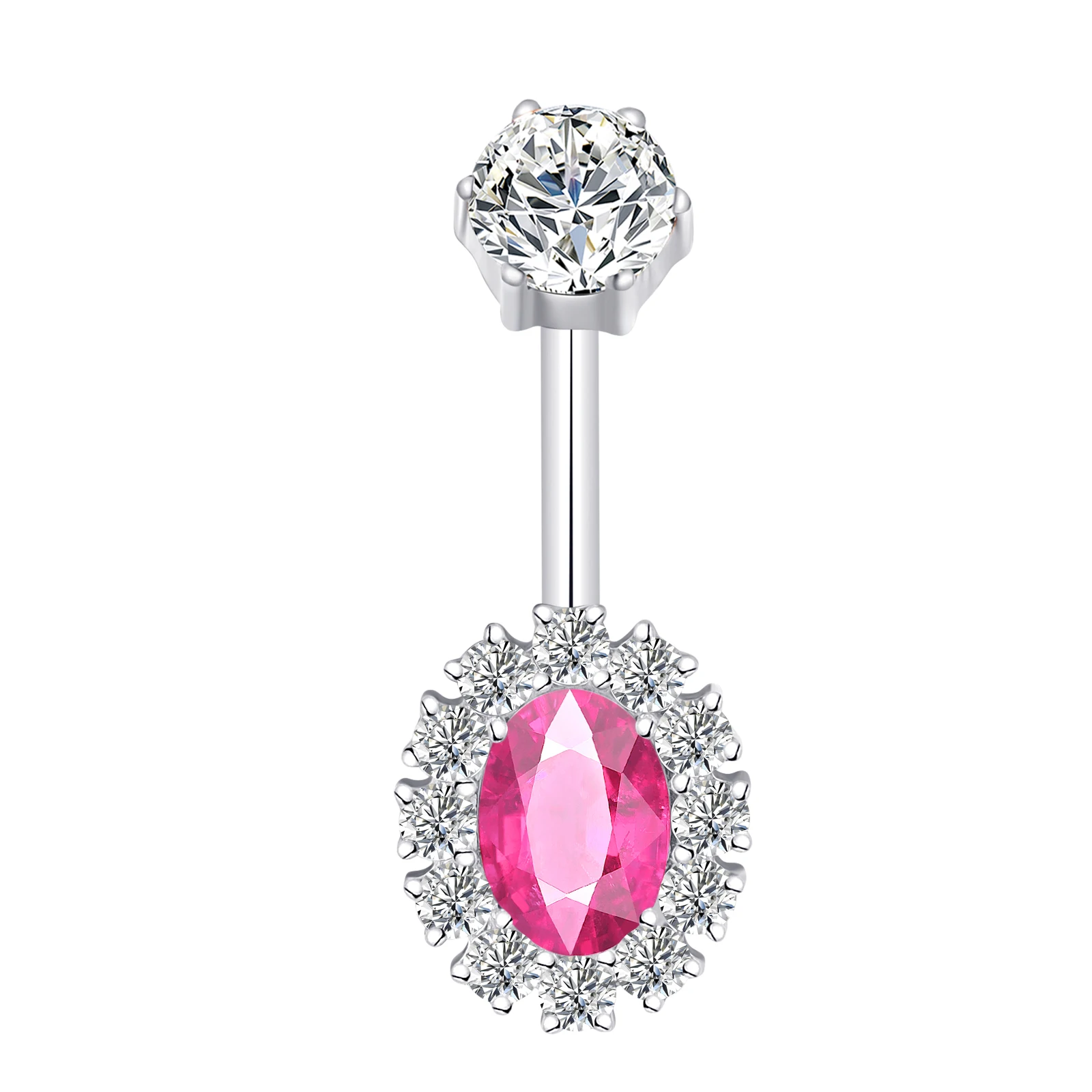Gold Pink Color Alloy Floral Resin Rhinestone Sexy Body Navel Ring