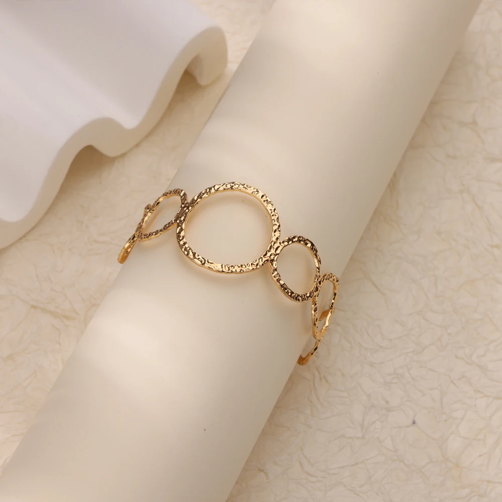 Hollow Bangles for Women Gold Color Stainless Steel Cuff Bangle Bracelet