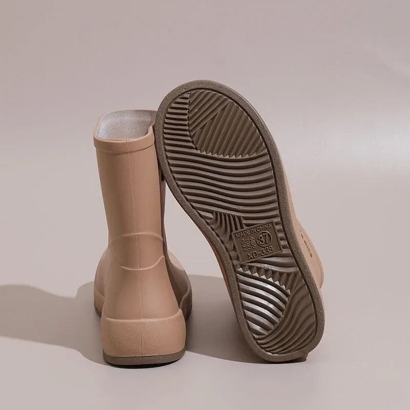 Rain Shoes Women's Non-slip Waterproof Shoes Wear-resistant Medium Tube Rain Boots Kitchen Rubber Shoes 2026