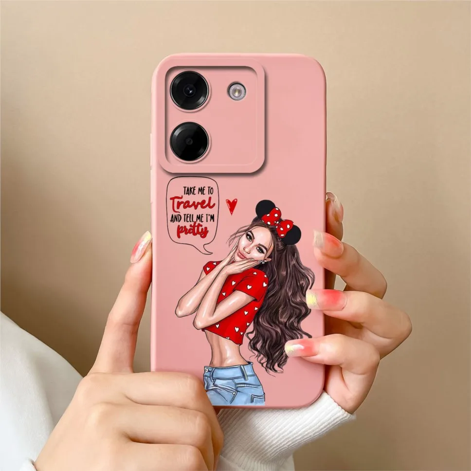 Sweet Girl Soft Liquid Silicone Protective Phone Case Cover