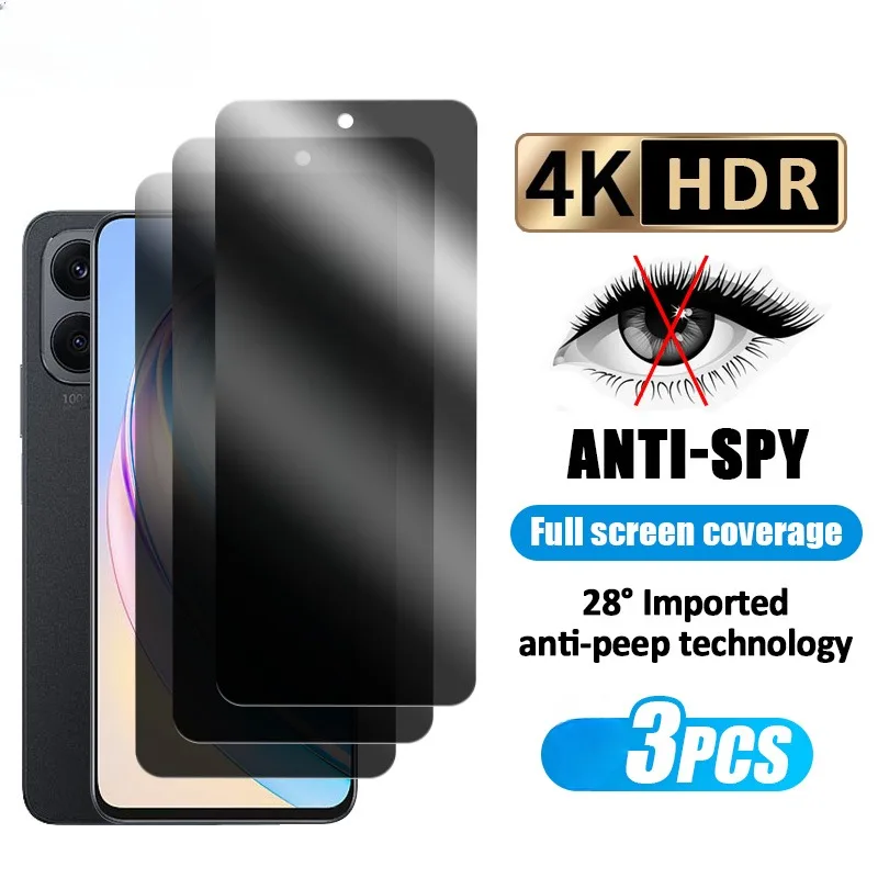 

3Pcs Anti Spy Tempered Glass For Honor X8a X7a X8 X7 X6 X30 X30i X40i X40 80 GT Play 7T 6T 30 20 Pro Privacy Protective Film