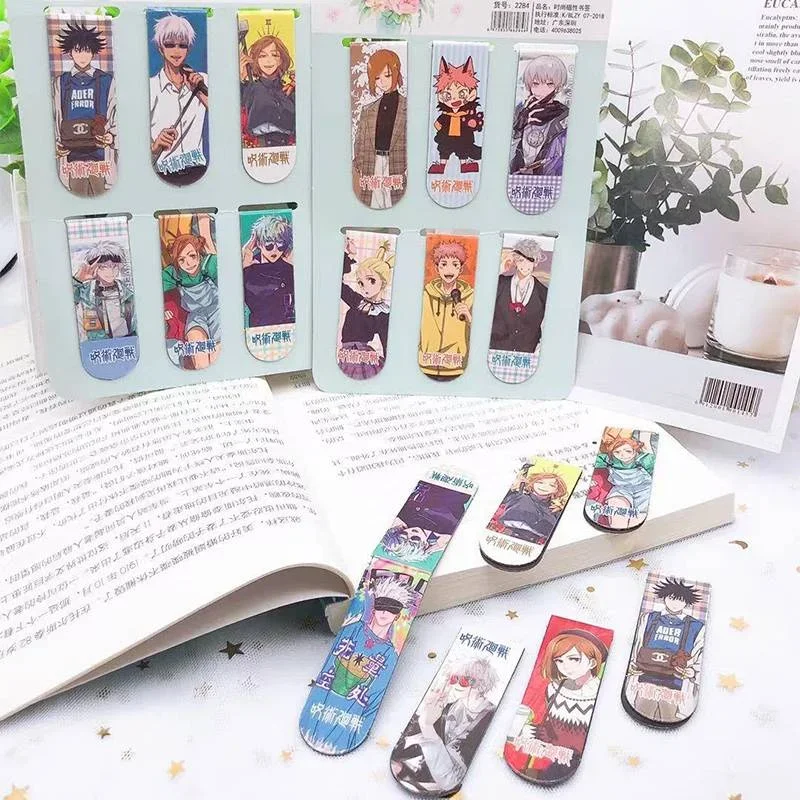6Pcs/Set Anime Magnet Magnetic Bookmarks Markers Page Clips kids gift
