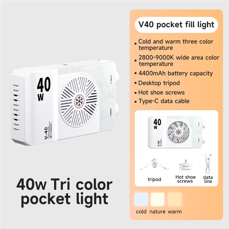 40W LED 카메라 조명 2800K-9000K 휴대용 필 라이트 4400mAh 충전식 사진 조명 비디오 조명
