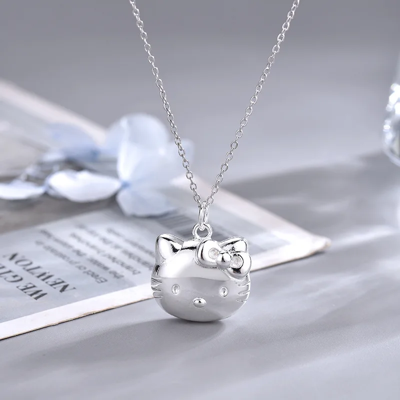 

S925 Sterling Silver 18 Inches Cute Cat Photo Frame Necklace For Women Fashion Wedding Couple Gift Jewelry