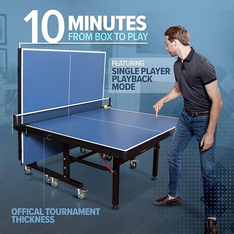 25mm Table Top Professional MDF Indoor Ping Pong Table with Quick Clamp Tennis Net and Post Set-10 Minute Easy Assembly