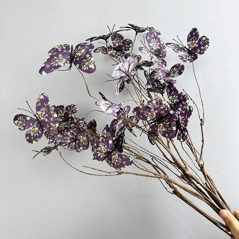 74cm Simulation Blumen Seide Schmetterlinge grüne Pflanze nach Hause Wohnzimmer Dekoration künstliche Blume rosa Schmetterling Zweige
