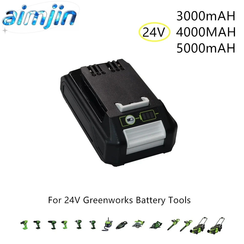 Batteria Al Litio Sostitutiva 24V 3.0/4.0/5.0Ah Per Strumenti Greenworks Compatibile 20352 22232