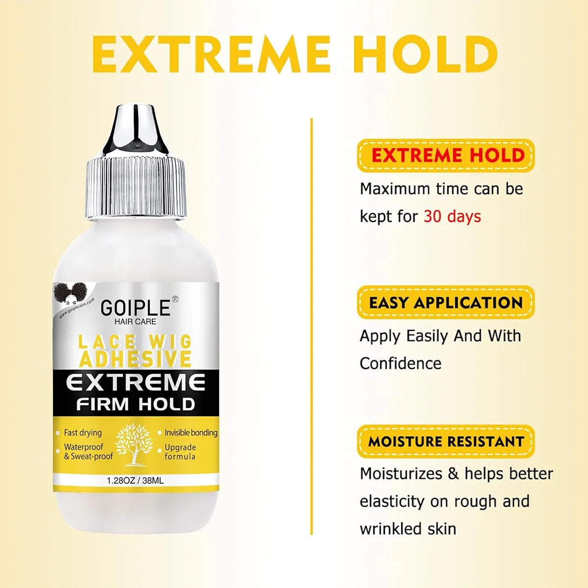 GOIPLE Wig Installation Kit Melting Spray Glueless Adhesive Extra Hold Waterproof Lace Front Wig Glue Remover Styling Wax Stick 2