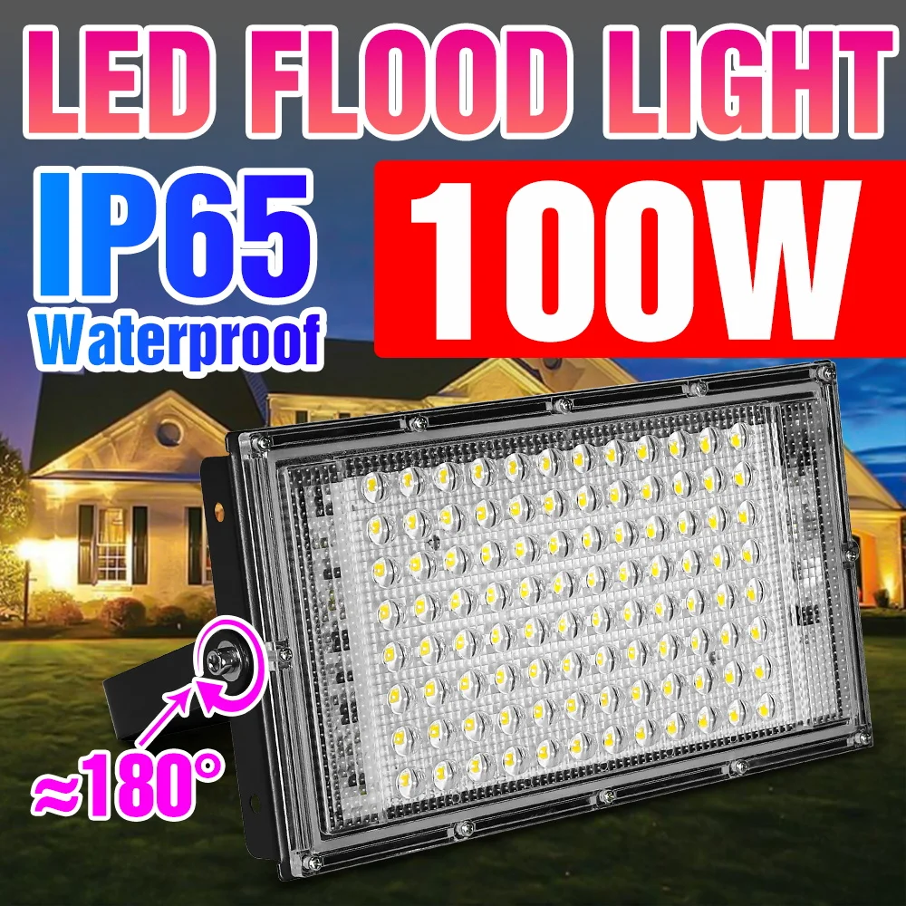 100W Street Lamp Outdoor Spotlight 220V Led Projector Flood Light Night Bulb Waterproof Wall Lamp Landscape Lighting Bombilla moving full sky star laser projector landscape lighting red