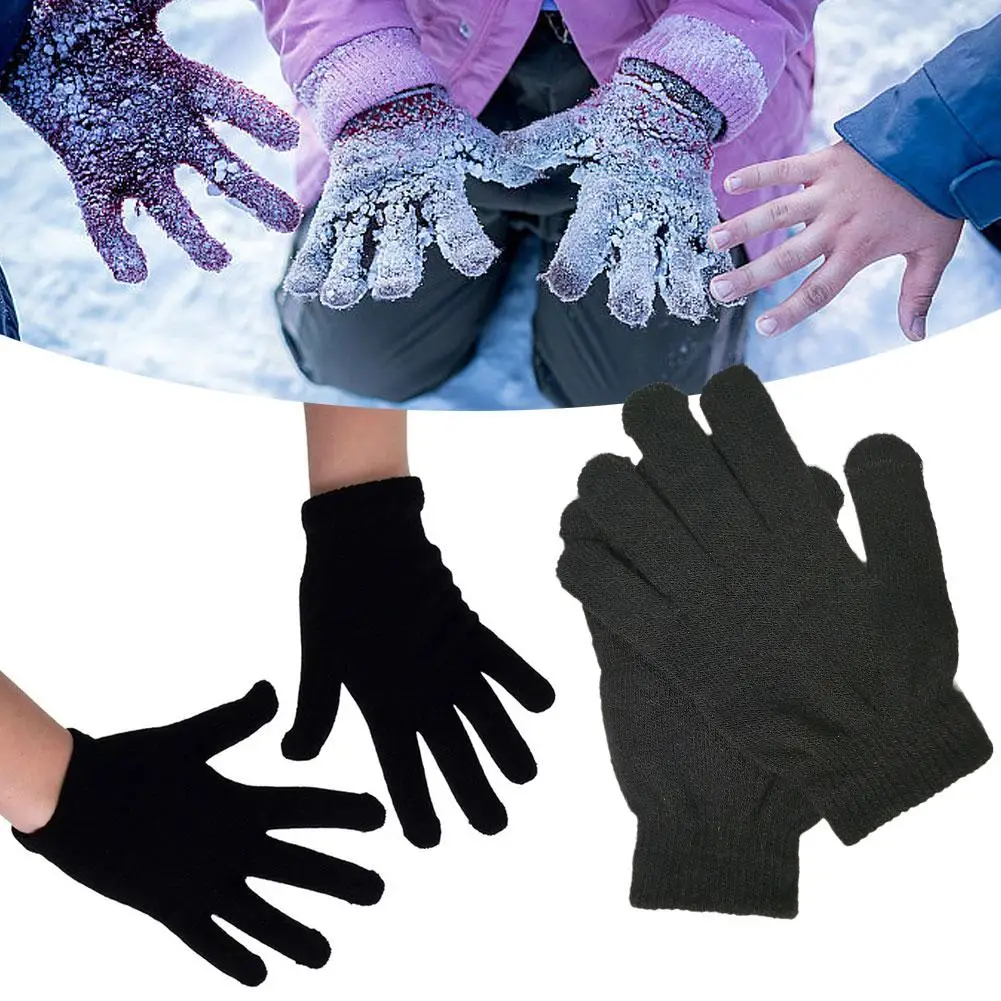 Finger Gloves Winter Autumn Warm Thick Men Women Gloves Unisex Thicken Full Outdoor Sport Knitted Solid Mittens Fash R4K1