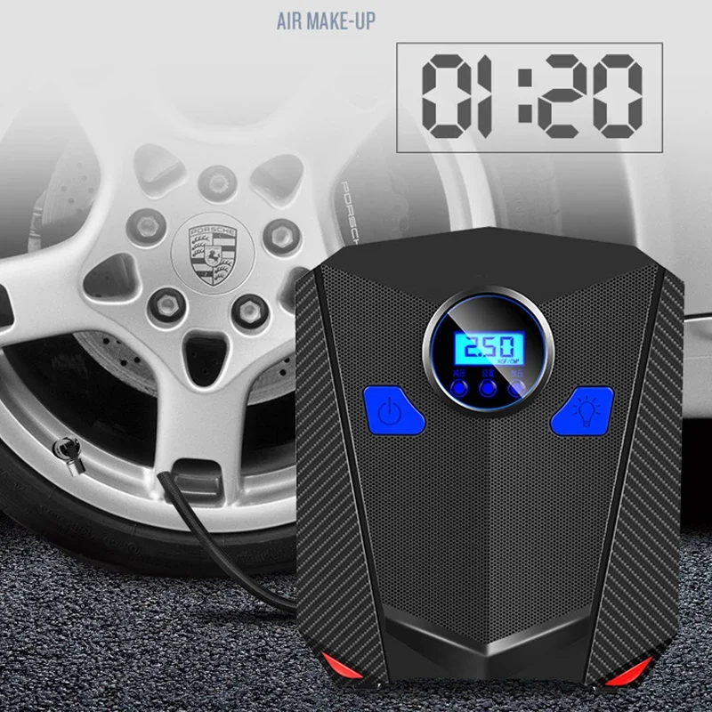 12V Tire Inflator Air Compressor - Digital Portable Air Pump For Cars & Bikes