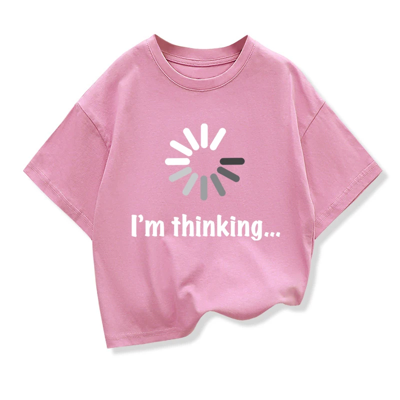 Kids T-shirt High Quality Cotton Funny I‘m Thinking Printed Casual Loose Boys Streetwear Cool T Shirt O-neck Kids Tops Tees