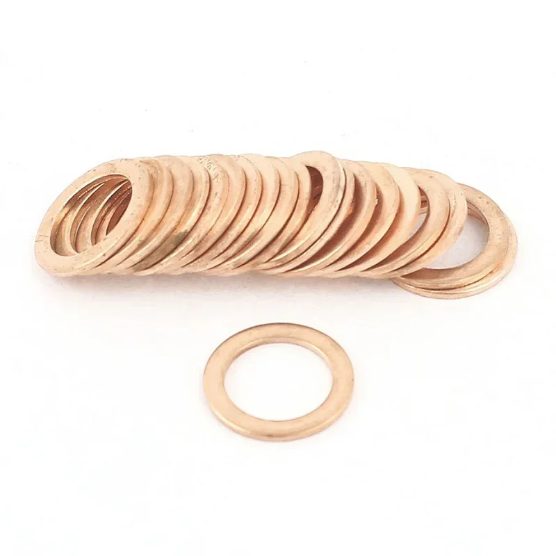 Copper Washer Seal Spacer Seal 10mm x 14mm x 1mm 20 pcs for Piping Electronics Household Products and Biomedical Applications copper washer set copper washer washer gasket washer seal set copper washers