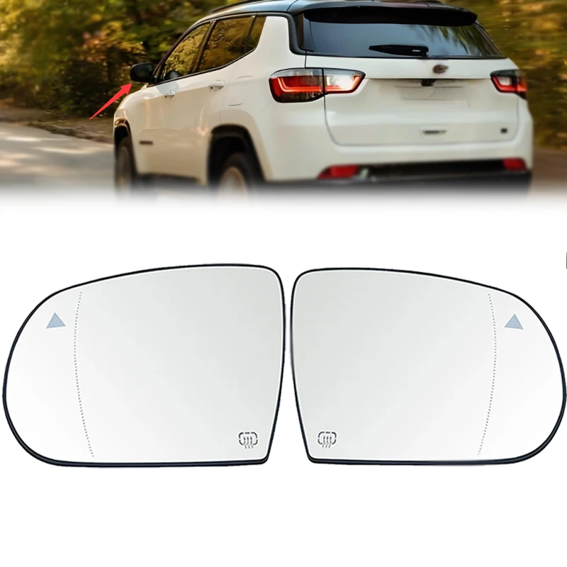 

1PCS Car Mirror Rear View Mirror Lenses Freelander Reverse Reflector With Heated For Jeep Compass 2017 2018 2019 2020