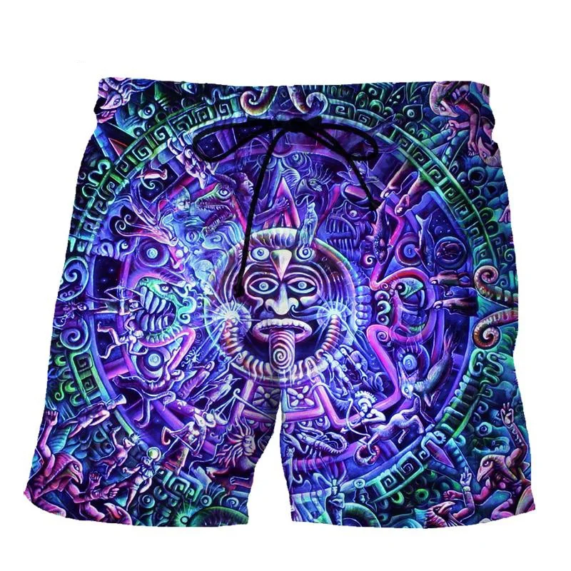 

Vintage Mexico Aztec 3d Printed Beach Shorts For Men Street Hip-hop Harajuku Style Short Pants Trendy Swimming Trunks Clothes