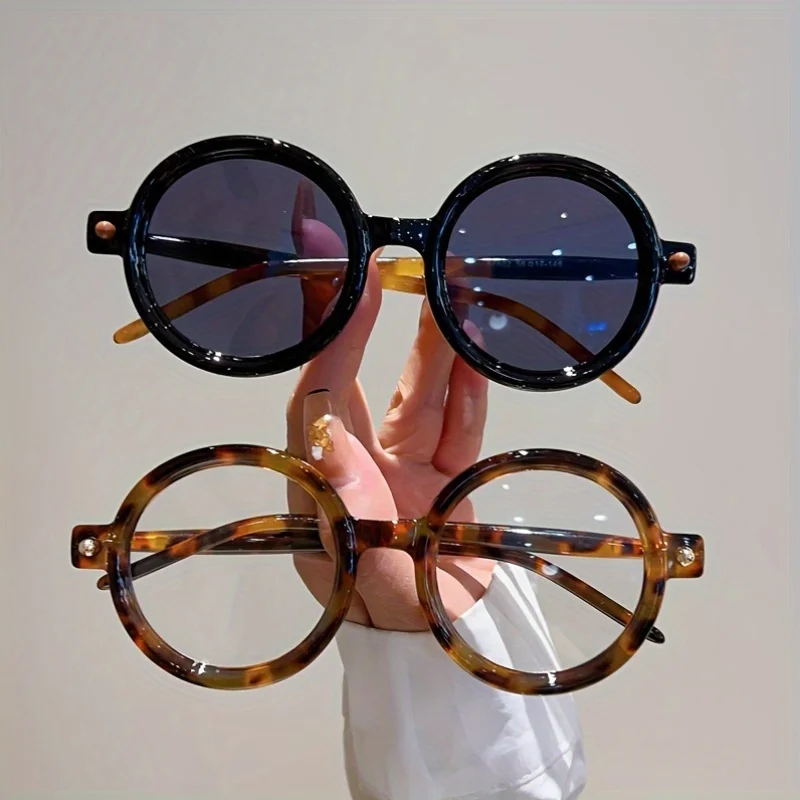 2pcs-Men Women Fashion Round Glasses Vintage Sun Glasses High Quality