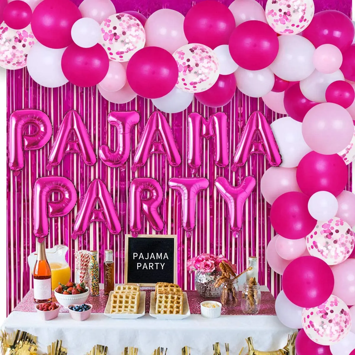 Sleepover Pajama Party Decorations for Girls and Women, Backdrop, Hot Pink  Balloon, Garland Kit, Night Party Supplies - AliExpress
