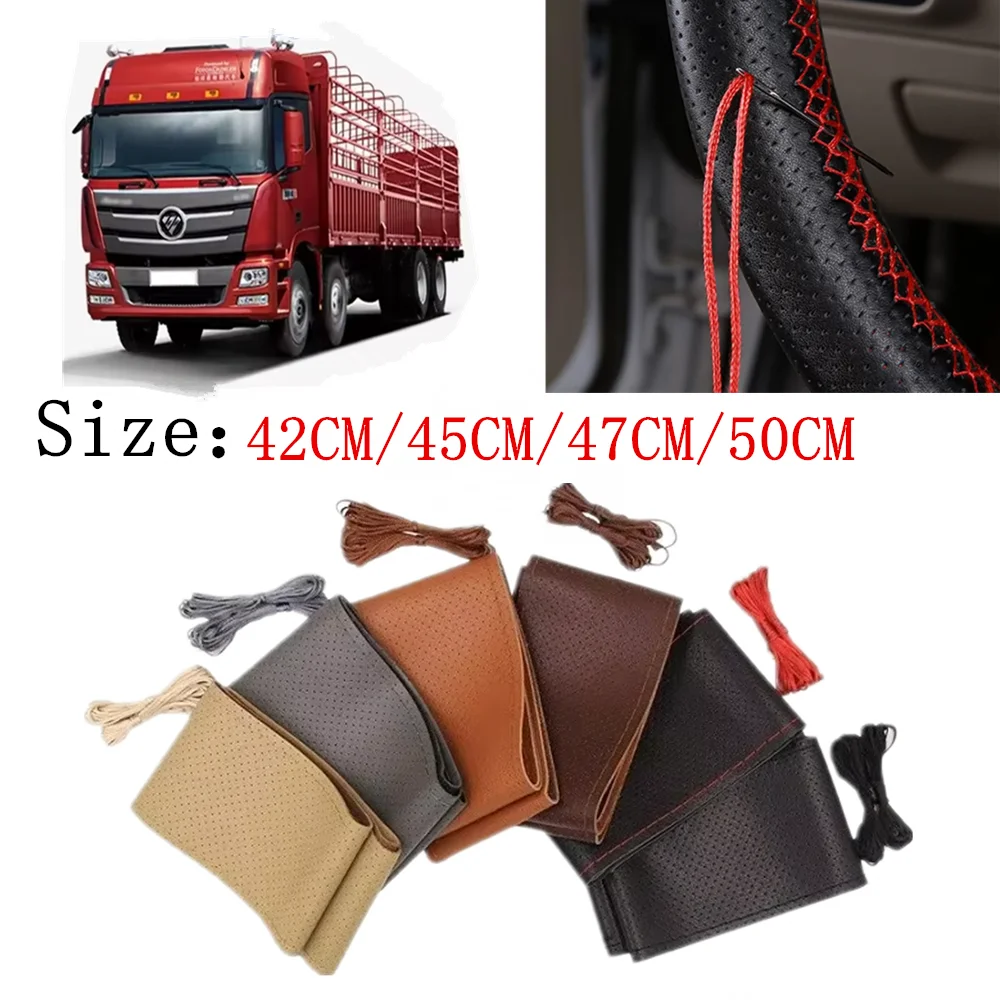 Neue Lenkrad Abdeckung Lkw Griff Abdeckung 42CM 45CM 47CM 50CM Geflecht Leder Auto Lenkrad fall für Lkw Lkw Zubehör