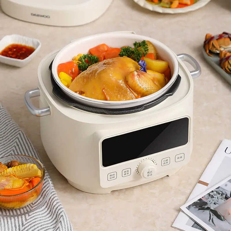 DAEWOO Electric Pressure Cooker 70kPa 4L 220V 1300W Kitchen Rice Cooker Non-stick Inner Pot Multicooker Knob Control Stewpot 4