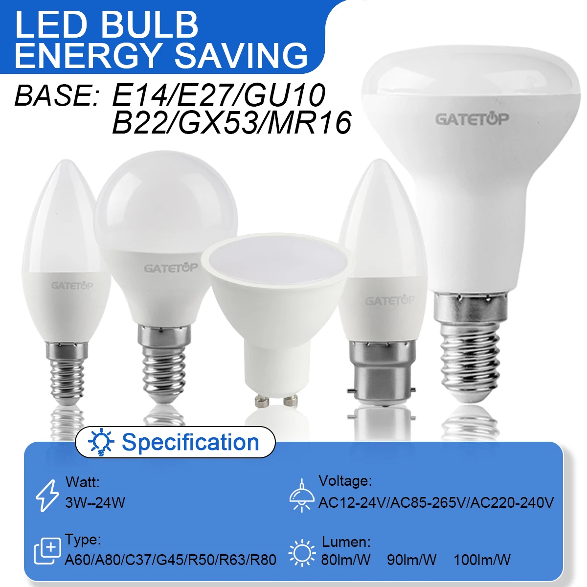 

2PCS LED GU10 GX53 MR16 Light Bulbs AC220-240V 5W 9W 15W 24W LED Bulb Energy Saving LED Bulbs E27 E14 B22 Cold Warm White