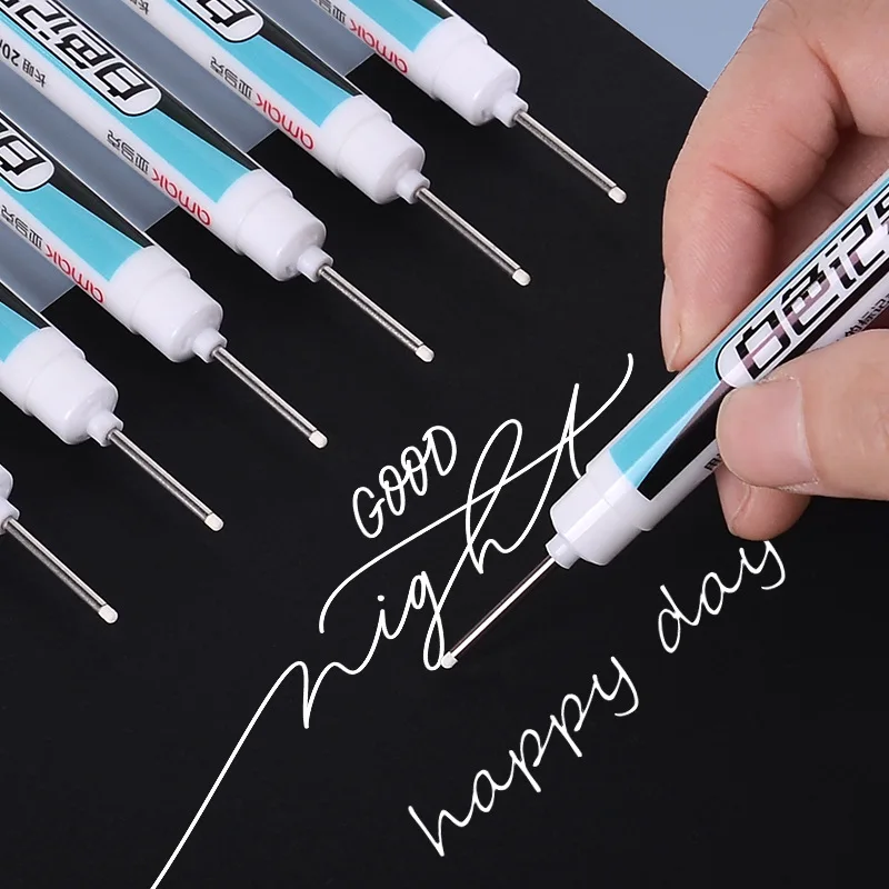 White Marker Pens 0.7/1.0/2.5mm Waterproof Oily Permanent Paint Pen Markers for Wood Rock Plastic Leather Glass Metal Ceramic