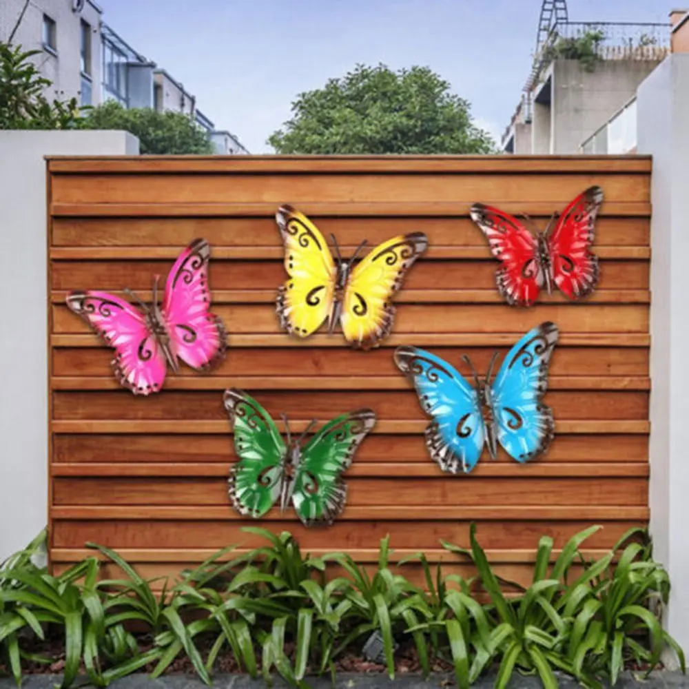 

Realistic Butterfly Metal Wall Art Handmade Retro Garden Butterfly Sculpture Iron Colored Metal Butterfly Wall Decor Garden
