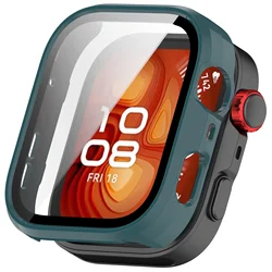 Enhanced HD Tempered Glass+PC Protective Case - Anti - Fall Full Frame Screen Shell for Huawei Watch Fit 3 (Pine Green)