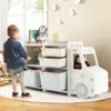 Toy Storage Organizer, Toy Shelf with with 2 Removable Toy Bins, 2 Pull-Out Drawers, Enclosed Cabinet, Kids Bookshelf 2