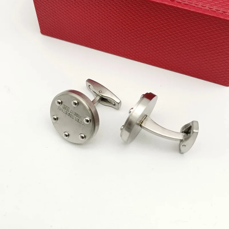 Luxury Quality CT Round 316 Stainless Steel 1:1  Cuff Links 4 Colors Business Suit Shirts CuffLinks Classic Buttons Box Set