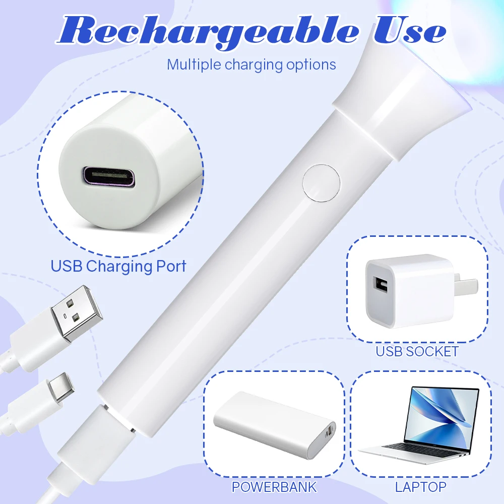 Portable Handheld UV LED Flashlight Nail Lamp 6 LED Beads Quick Dry USB Nail Dryer 18W Machine Nail Gel Dry Nail Art Tool 4