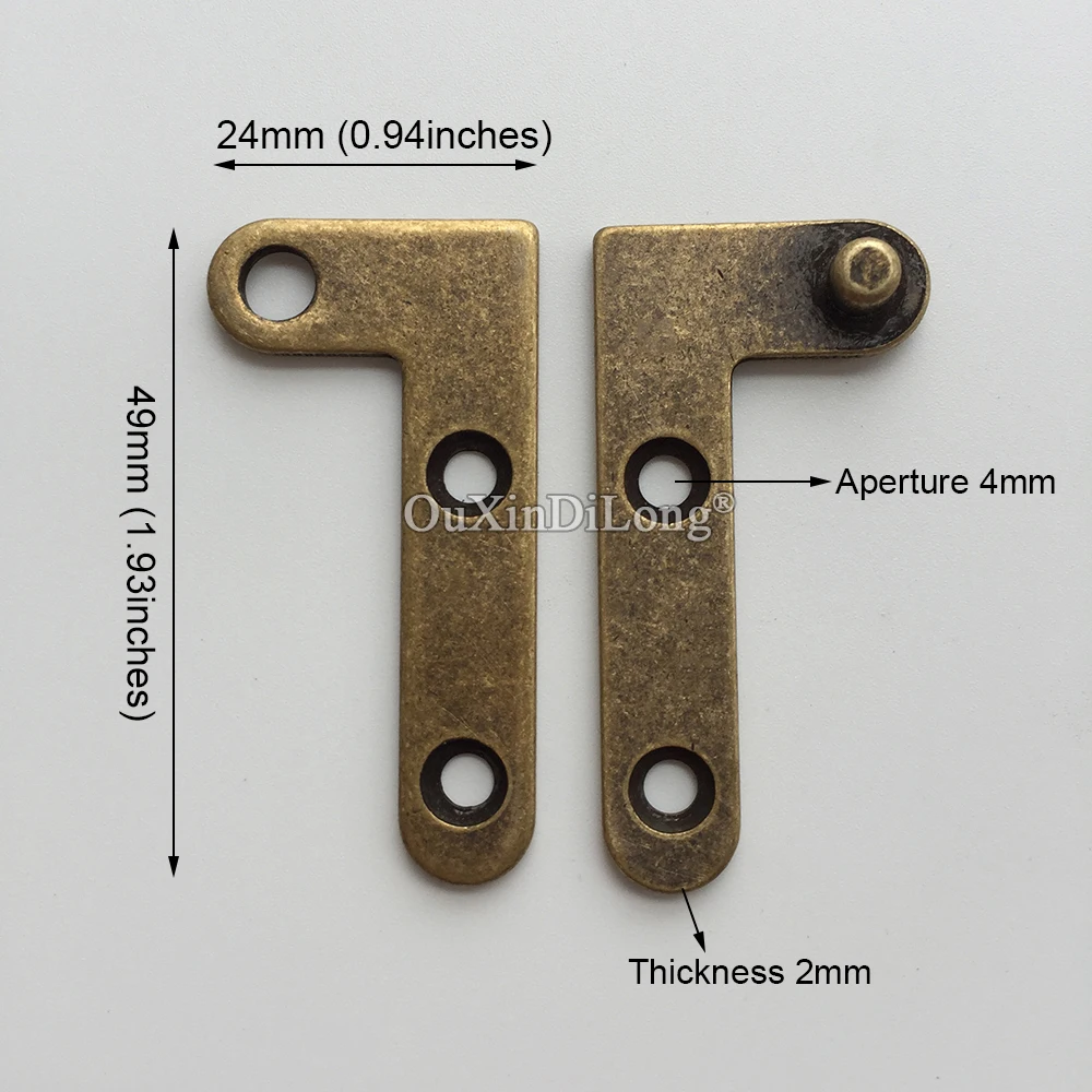 Retro 4Pairs Solid Brass Antique Door Pivot Hinges 360° Rotary Invisible Hidden Inset Cabinet Door Hinges Install Up and Down