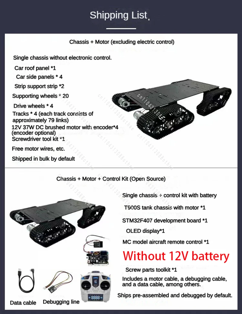 STM32 Ps2 프로그래밍 가능 RC 자동차 DIY 키트 10kg 하중 T900S 4WD 트랙형 탱크 섀시(엔코더 모터 포함)