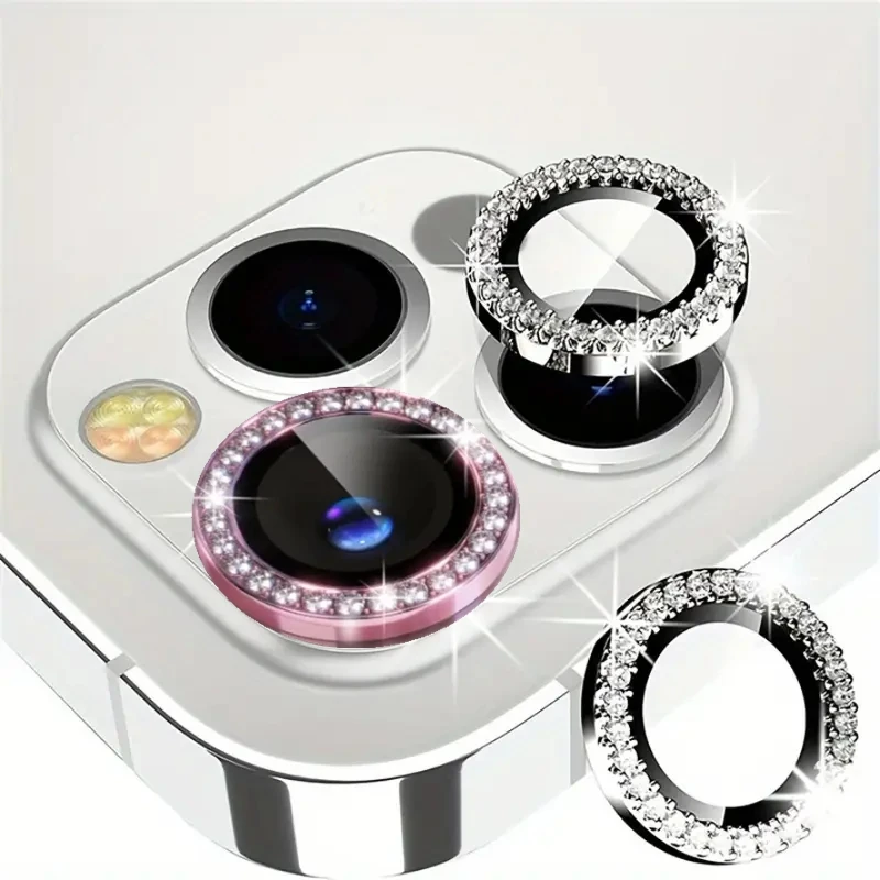 Diamond Metal Protective Glass Camera Lens Protector (2-3 Pack)