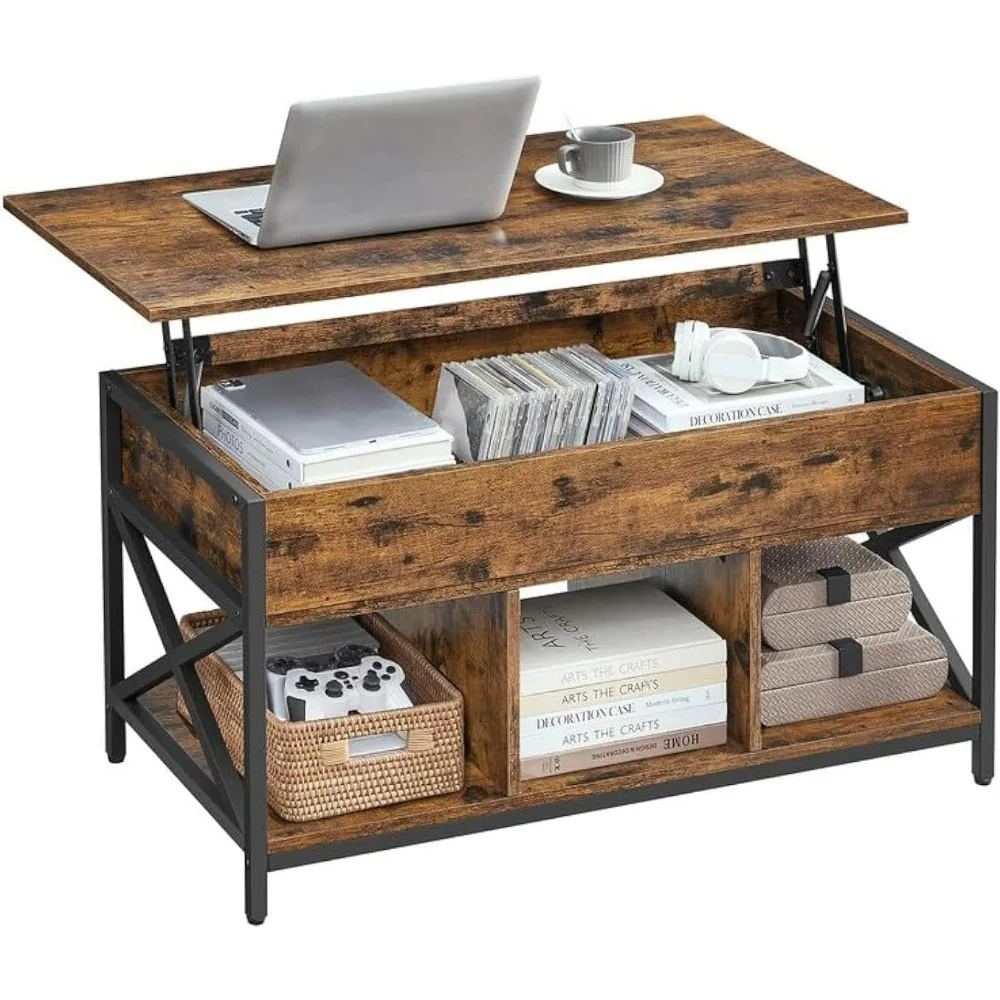 

Coffee Table Lift Top Coffee Table With Storage Shelf and Hidden Compartments 19.7 X 39.4 X (19.3-24.4) Inches