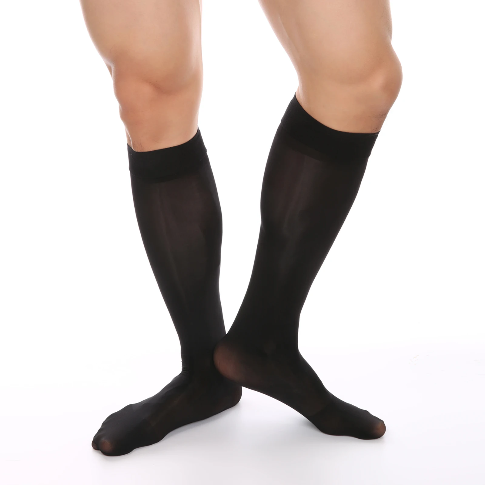 Calze Trasparenti Ultrasottili Da Uomo Calze Lunghe Sexy Con Lucentezza A Olio Calze Da Uomo Setose Trasparenti Calze Elastiche Alte Alla Coscia - Foto 6